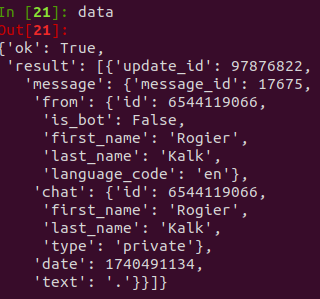 Figure 14. Test message sent to a fraudulent Telegram channel