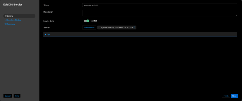Figure 6. Universal DDI Enable DNS service (Configure → Service Deployment → Protocol Service → Create Service → DNS)