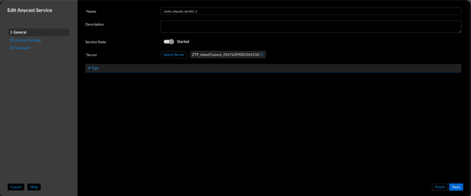 Figure 8. Universal DDI anycast service creation (Configure → Service Deployment → Protocol Service → Create Service → Anycast)