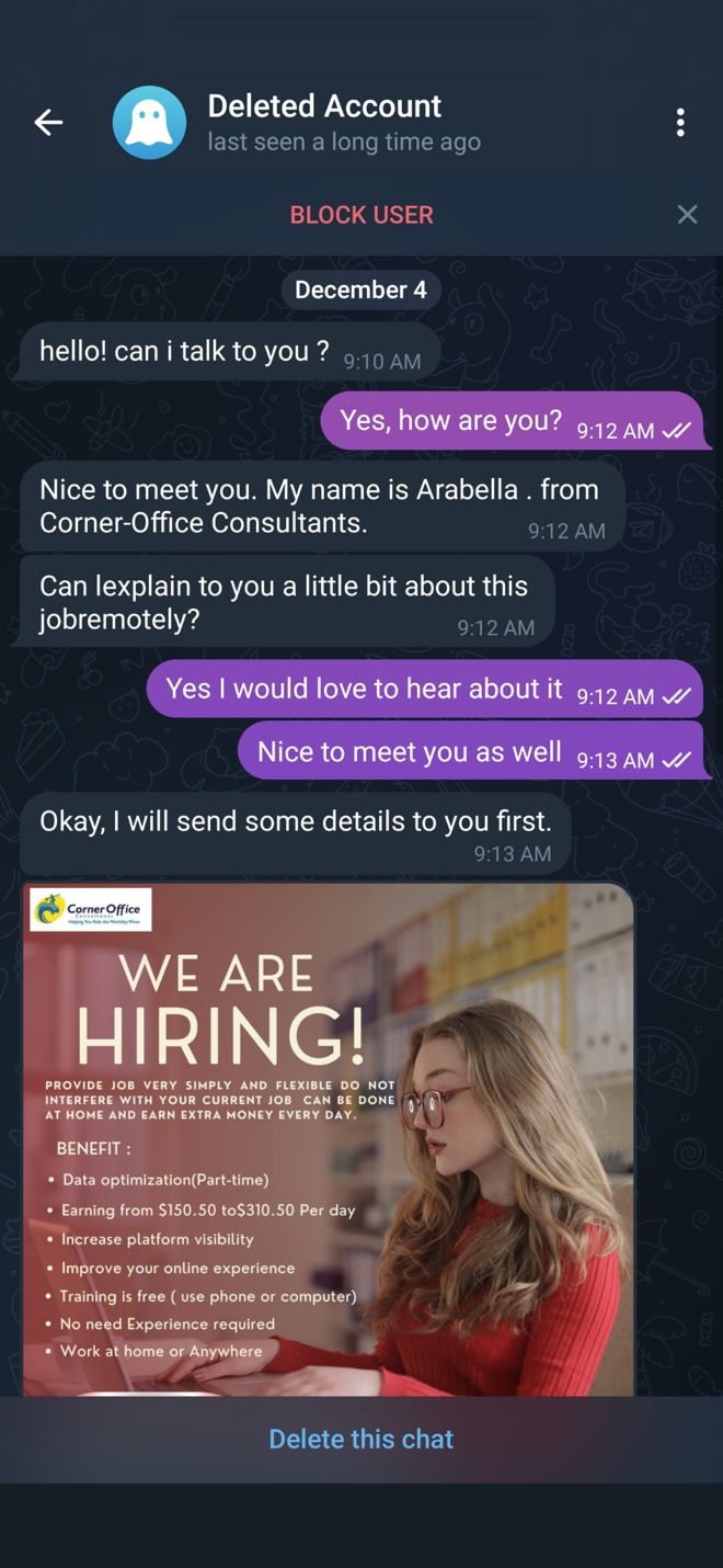 Figure 2. Initial messages from Arabella