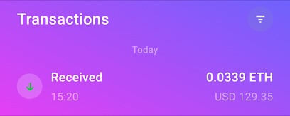 Figure 20. I finally received the 0.0339 ETH