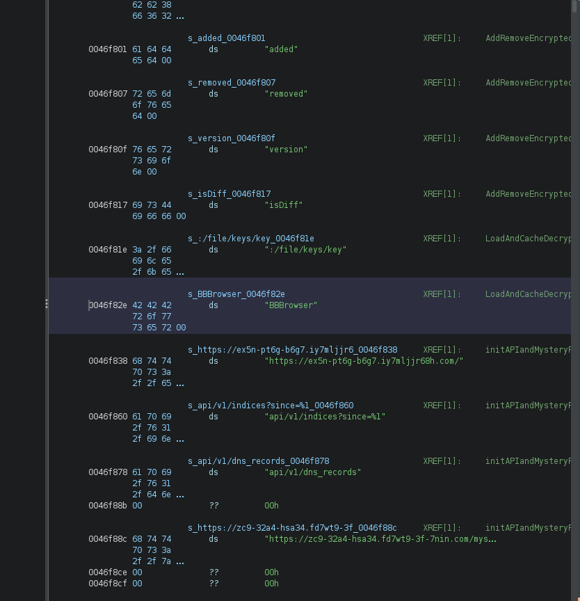Figure 20. Example of a “BB Browser” string forgotten in a UBrowser binary