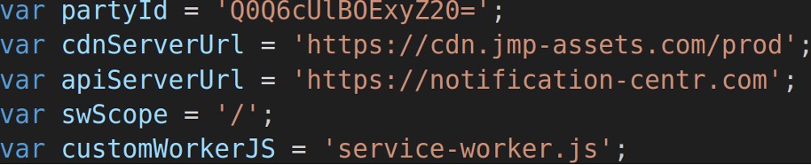 Figure 16. Critical VexTrio server domain configurations in push subscription code